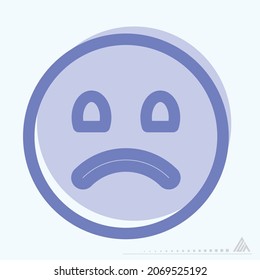 Icon Emoticon Sad 2 - Two Tone Style - Simple illustration, Editable stroke, Design template vector, Good for prints, posters, advertisements, announcements, info graphics, etc.