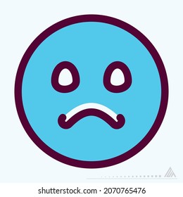 Icon Emoticon Sad - Color Line Cut Style - Simple illustration, Editable stroke, Design template vector, Good for prints, posters, advertisements, announcements, info graphics, etc.