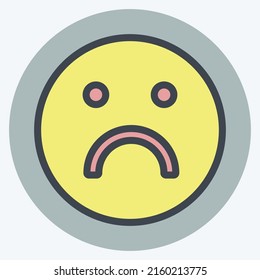 Icon Emoticon Sad. suitable for Emoticon symbol. color mate style. simple design editable. design template vector. simple symbol illustration