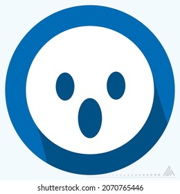 Icon Emoticon Scared - Long Shadow Style - Simple illustration, Editable stroke, Design template vector, Good for prints, posters, advertisements, announcements, info graphics, etc.