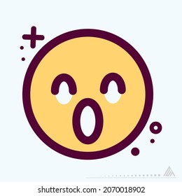 Icon Emoticon Scared - MBE Syle - Simple illustration, Editable stroke, Design template vector, Good for prints, posters, advertisements, announcements, info graphics, etc.