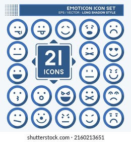 Icon Emoticon Icon Set. suitable for Education symbol. long shadow style. simple design editable. design template vector. simple symbol illustration