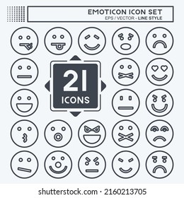 Icon Emoticon Icon Set. suitable for Education symbol. line style. simple design editable. design template vector. simple symbol illustration