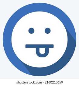 Icon Emoticon Silly. suitable for Emoticon symbol. long shadow style. simple design editable. design template vector. simple symbol illustration