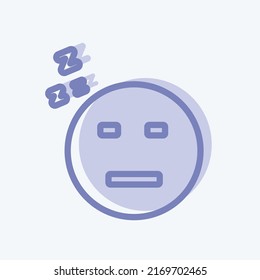 Icon Emoticon Sleepy I. suitable for Emoticon symbol. two tone style. simple design editable. design template vector. simple symbol illustration