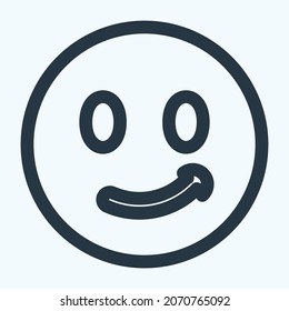 Icon Emoticon Smile 2 - Line Style - Simple illustration, Editable stroke, Design template vector, Good for prints, posters, advertisements, announcements, info graphics, etc.
