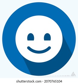 Icon Emoticon Smile - Long Shadow Style - Simple illustration, Editable stroke, Design template vector, Good for prints, posters, advertisements, announcements, info graphics, etc.