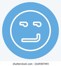 Icon Emoticon Smirking. suitable for Emoticon symbol. blue eyes style. simple design editable. design template vector. simple symbol illustration