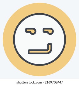 Icon Emoticon Smirking. suitable for Emoticon symbol. color mate style. simple design editable. design template vector. simple symbol illustration