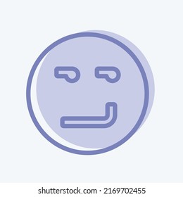 Icon Emoticon Smirking. suitable for Emoticon symbol. two tone style. simple design editable. design template vector. simple symbol illustration