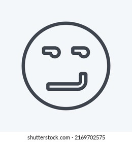 Icon Emoticon Smirking. suitable for Emoticon symbol. line style. simple design editable. design template vector. simple symbol illustration