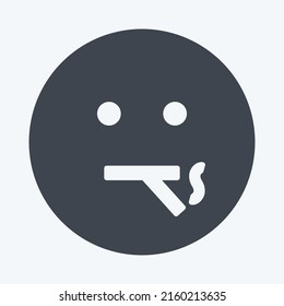 Icon Emoticon Smoking. suitable for Emoticon symbol. glyph style. simple design editable. design template vector. simple symbol illustration