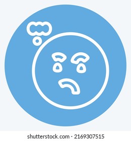 Pensamiento de Emoticon Icono. adecuado para el símbolo emoticono. estilo ojos azules. diseño simple editable. vector de plantilla de diseño. ilustración de símbolo simple