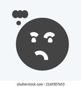 Icon Emoticon Thinking. suitable for Emoticon symbol. glyph style. simple design editable. design template vector. simple symbol illustration