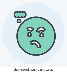 Icon Emoticon Thinking. suitable for Emoticon symbol. color mate style. simple design editable. design template vector. simple symbol illustration