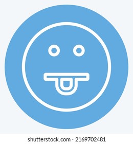 Icon Emoticon Tongue. suitable for Emoticon symbol. blue eyes style. simple design editable. design template vector. simple symbol illustration