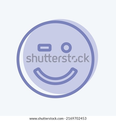 Icon Emoticon Winking. suitable for Emoticon symbol. two tone style. simple design editable. design template vector. simple symbol illustration