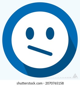 Icono Emoticon Wondering - Estilo de sombra largo - Ilustración simple, trazo editable, vector de plantilla de diseño, Buena para impresiones, carteles, anuncios, anuncios, gráficos de información, etc.