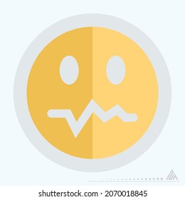 Icon Emoticon Worried - Flat Style - Simple illustration, Editable stroke, Design template vector, Good for prints, posters, advertisements, announcements, info graphics, etc.