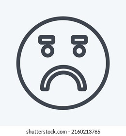 Icon Emoticon Worried. suitable for Emoticon symbol. line style. simple design editable. design template vector. simple symbol illustration