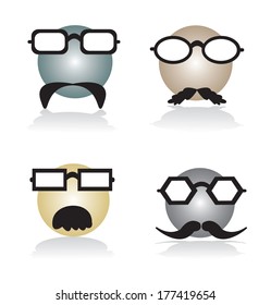 icon emotion with glasses and mustache