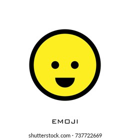 Icon with Emotional Face. Vector Illustration. Flat Style. Cute Cartoon Face for Web
