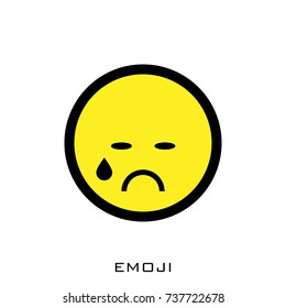 Icon with Emotional Face. Vector Illustration. Flat Style. Cute Cartoon Face for Web