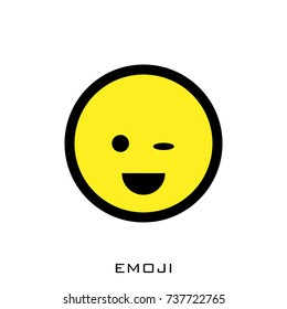 Icon with Emotional Face. Vector Illustration. Flat Style. Cute Cartoon Face for Web