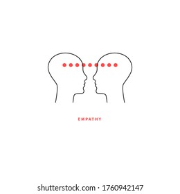 Icon empathy. Logo psychologist, psychotherapist, psychotherapy. Two abstract human profile. Vector