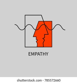 Icon empathy. Logo psychologist, psychotherapist, psychotherapy. Two abstract human profile. Vector