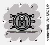 Icon encryption. Crypto currency elements. Icon in comic style.