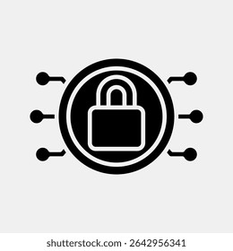 Icon encryption. Crypto currency elements. Icon in glyph style.