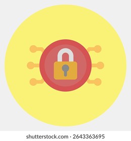 Icon encryption. Crypto currency elements. Icon in color mate style.