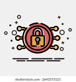 Icon encryption. Crypto currency elements. Icon in MBE style.