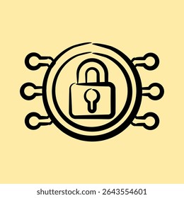 Icon encryption. Crypto currency elements. Icon in hand drawn style.