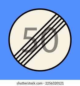 Icon end of speed limit zone. Vector clipart