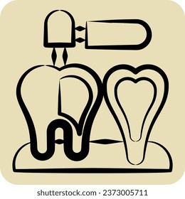 Icon Endodontist. related to Dentist symbol. hand drawn style. simple design editable. simple illustration