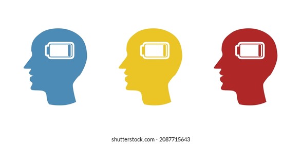 nivel de energía de icono en cero, fatiga, ilustración vectorial