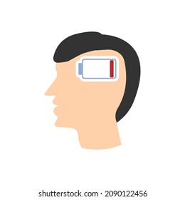 nivel de energía de icono en cero, fatiga, ilustración vectorial
