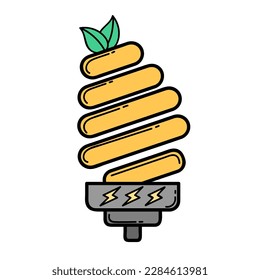 Icono. Bombilla de ahorro de energía. Energía verde. Ecología. Estilo ecológico. Verde. Planeta limpio.