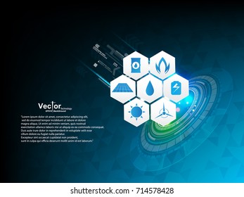 icon energy technology background blue polygon
