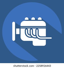 Icon Engine. related to Car Service symbol. Long Shadow Style. repairin. engine. simple illustration