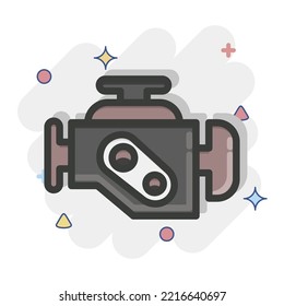 Icon Engine Warning. suitable for Automotive symbol. comic Style. simple design editable. design template vector. simple illustration
