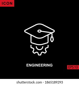 icon engineering with mortarboard and cog wheel gear.