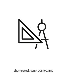Icon of engineering supplies. Ruler, compass tool, desk. Architecture concept. Can be used for topics like technical drawing, construction industry, sketching