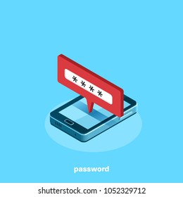 Icon For Entering A Password On The Smartphone Screen, Isometric Image