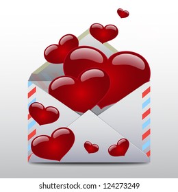 Icon Envelope and Hearts, concept Love, Valentine's Day