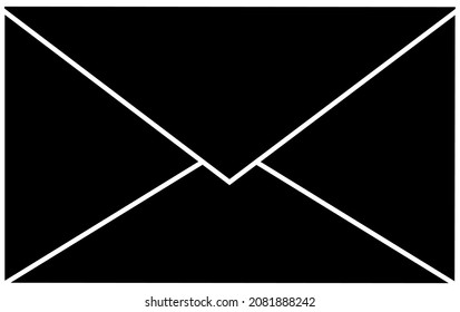 The icon is an envelope for a message or an envelope for a letter, a black silhouette. Highlighted on a white background. Vector illustration. A series of business icons.