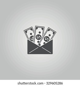 Icon of an envelope with money.