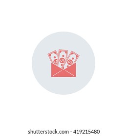 Icon of an envelope with money.